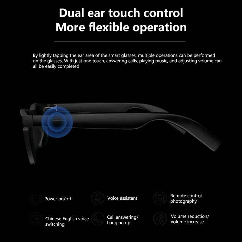 Lenovo Smart Glasses 8K HD Touch Control Camera Recording Bluetooth Call Voice Assistant Translator AI Glasses for Adults New