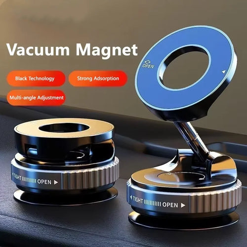 Strong Magnetic Phone Holder Foldable Design 360° Adjustable Vacuum Car Mount for Cell Phone for iPhone Live Streaming